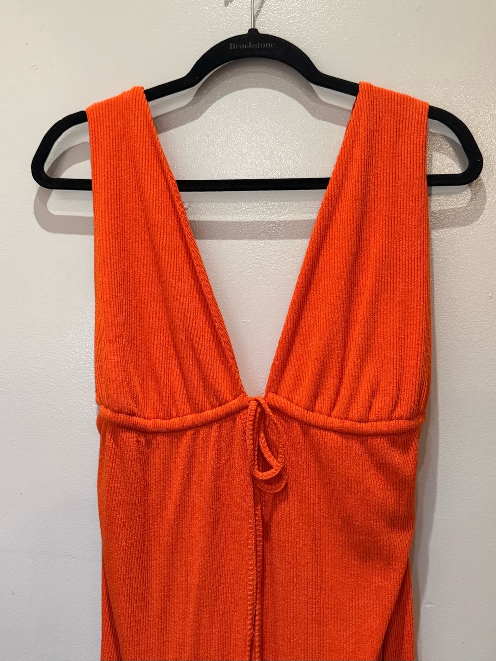 Walter Baker Orange Rib Knit Tie-Front Dress